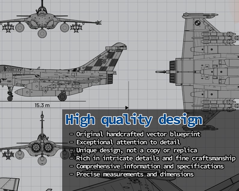 Dassault Rafale FRAMED blueprint - Croatian Air Force, Hrvatsko Ratno Zrakoplovstvo wall art military jet