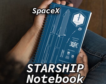 SPACEX STARSHIP notebook BLUEPRINT in 3 colors, Aesthetic Blank Notebook For Graphs & Drawings, Daily Notebook, gift idea