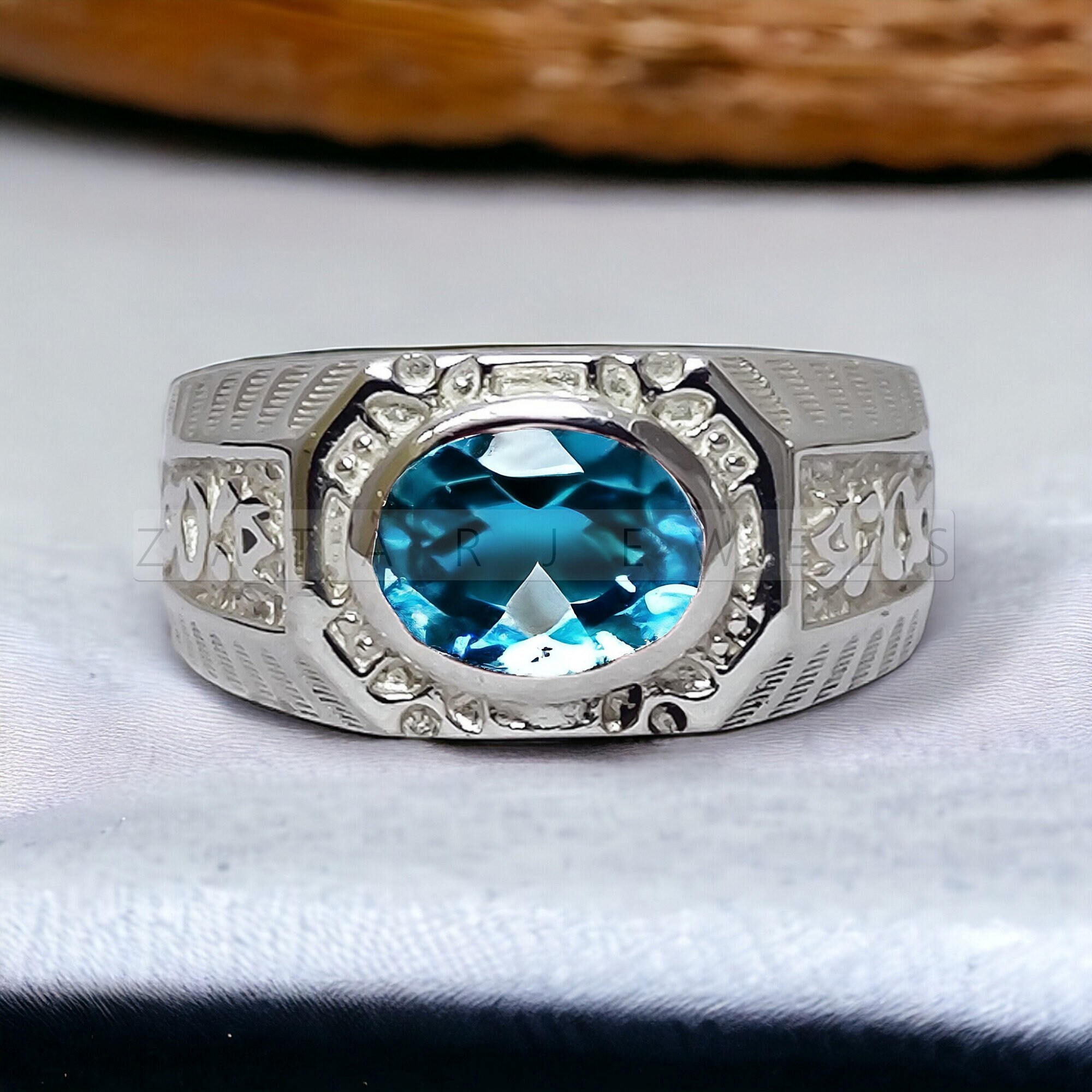 Aquamarine Handmade Mens Ring, Aquamarine Mens Ring, Silver 926 Mens Ring, Gift for Him, Statement Mens Ring, Gift for Him, Gift for Men