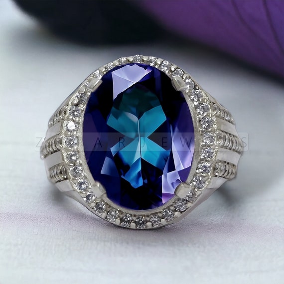 Luxury Alexandrite Men's Ring, Engagement Ring Gift, Handmade