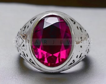 Natural Ruby Ring For Men In Solid 925 Sterling Silver, Men’s Ring Gift, Promise Ring, Wedding Band, Stylish Ring For Men