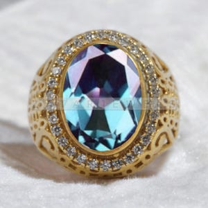 Alexandrite Men&#39;s Ring: Sterling Silver June Birthstone Ring
