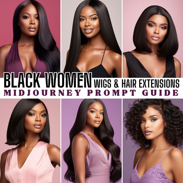 Black Women Wigs and Hair Extensions, Midjourney Prompts for Black Women, Afro Hair Wig, African American, Ebony Women Stock Photography