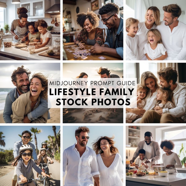 Prompt Guide Family Lifestyle Stock Photos, Midjourney Prompt Guide, Lifestyle Photography Stock Images, AI, Lifestyle Stock Photos