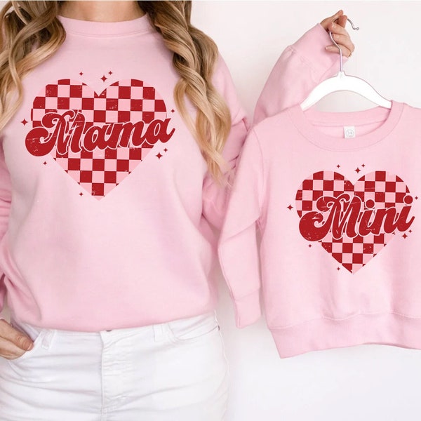 Valentine Checkered Mama Mini Svg Png, Mini Png, Mom and Me Svg, Retro Mama PNG, Matching Mommy and Me Png, Checkered Mama Valentine Svg