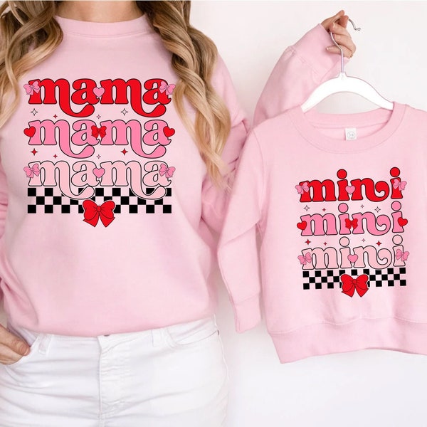 Checkered Valentine Mama & Mini Svg Png, Mama Mini svg, Mama Mini Valentine png, Valentine Day svg, Matching Valentine Shirts Design