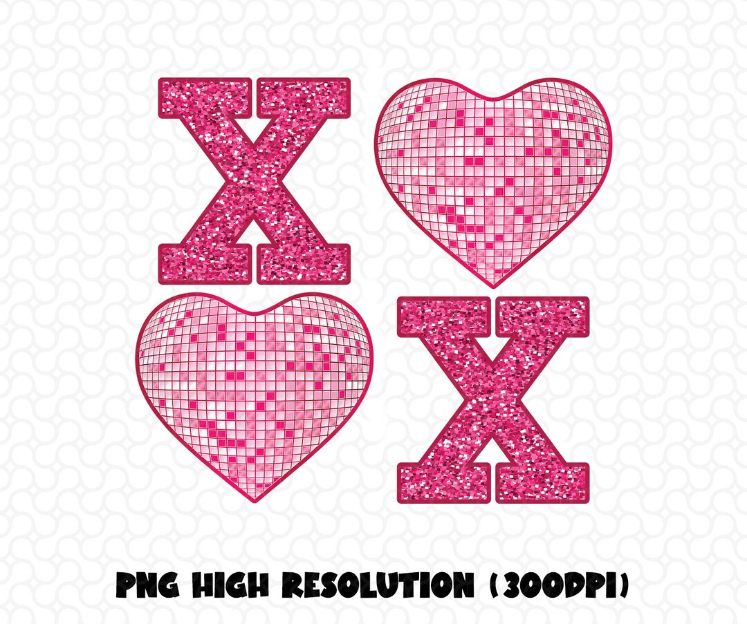 XOXO Faux Sequin PNG Disco Ball Valentine, Valentines Day Sublimation ...