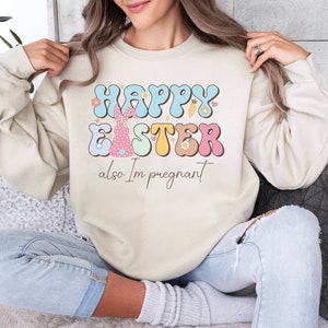 Happy Easter Also im pregnant Svg Png, Easter pregnancy announcement svg, Funny Pregnancy Reveal Svg, Happy Easter Spring Baby Announcement image 2