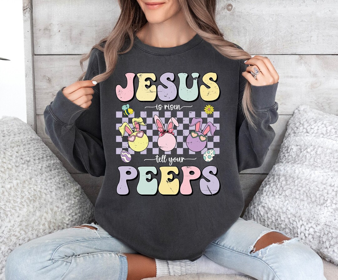 Jesus is Risen Tell Your Peeps Png Svg, Easter Jesus Kids Png, Cute