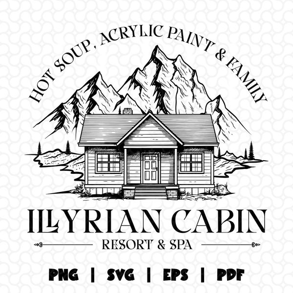 ACOTAR Illyrian Cabin Resort Svg Png, Velaris Night Court Png, Rhysand Feyre Cassian Licensed SJM Universe Bookish Gift For Book Lover Png