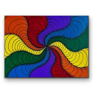 Rainbow LGBT Pride Painting Original Acrylic Painting Multicolour Wall Decor Gift  Abstract Visual Illusion