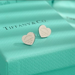 Please return to New York 925 Return to Tiffany mini love heart silver stud earrings image 2