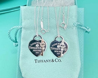 Tiffany&Co Necklace,Classic Key Heart Necklace Diamonds Necklace, stainless Steel Necklace, gift for her, birthday jewelry gift