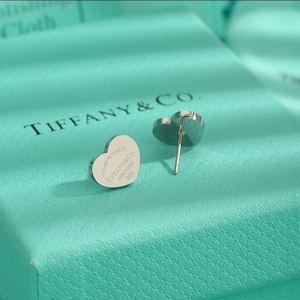 Please return to New York 925 Return to Tiffany mini love heart silver stud earrings image 1