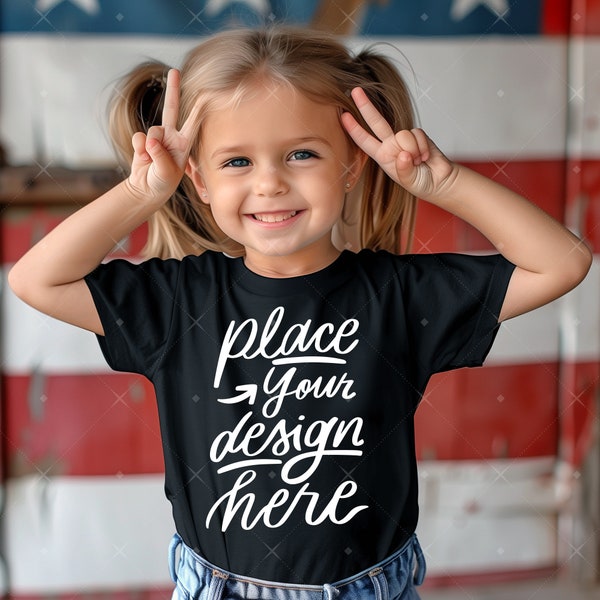 Kids Black Bella Canvas 3001t Mockup Toddler T-shirt Mockup Baby Girl TShirt Mockup Child Model Holidays Outdoor Mockup Tee Mockup Kids