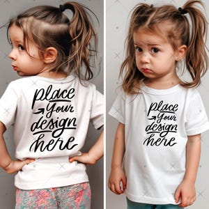 Kids Mockup Front And Back Little Kid White Shirt mock up Toddler Girl Model Tshirt Mock up 2 Two Both Sides Bella Canvas 3001t Mock-up