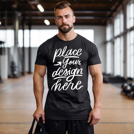 Men's Black Tshirt Mockup Bella Canvas 3001 Mock up Men's Sports