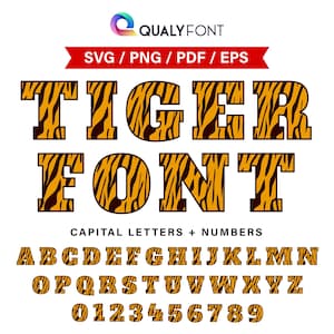 GO TIGER/ Tiger Font Svg, Png, Eps, Pdf, Letras e Números do Alfabeto Tiger, Sports Font Svg, Monograma, Nome Personalizado, Personalização