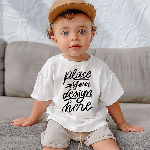 Baby Boy White T-Shirt| Black Baby Mockup| Baby Model Mockup| T-Shirt Mockup| Black Model Mockup| African American Family Mockup