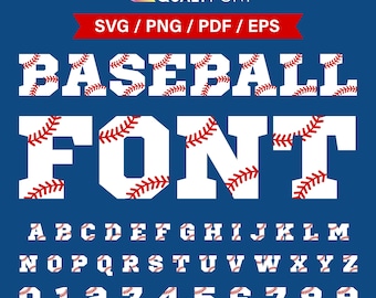 BASEBALL FONT/ Baseball Font Svg, Png, Eps, Pdf, Baseball Alphabet Letters & Numbers, Baseball Monogram, Custom Name, Personalization