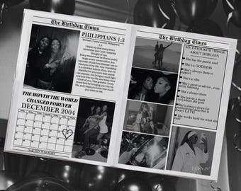 Editable Birthday Newspaper Template, Newspaper For Birthday Invitations, Large Newspaper Canva Template , Newspaper Print