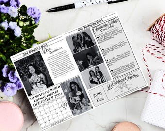 Editable Birthday Newspaper Template, Newspaper For Birthday Invitations, Large Newspaper Canva Template , Newspaper Print, Word Search