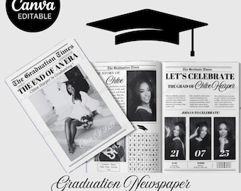 Editable Graduation Newspaper Template, Newspaper For Graduation Invitations, Large Newspaper Canva Template ,Newspaper Print For Phootshoot