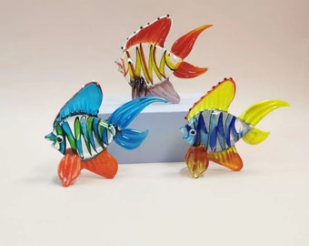 Hand Blown Glass Fish, Glass Fish, Hand Blown Art Glass,glass fish sculpture, glass figurine,Halloween Decor,Home Decor