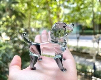 Glass Dog Figurines, Glass Dog , Hand Blown Art Glass,glass Dog sculpture,glass figurine, glass animals, Dog statue, Home Decor