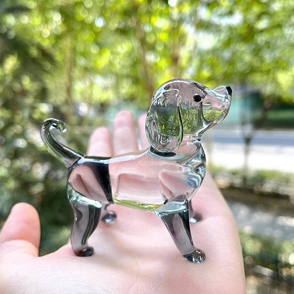 Figurines de chien en verre, chien en verre, verre d’art soufflé à la main, sculpture de chien en verre, figurine en verre, animaux en verre, statue de chien, décoration intérieure