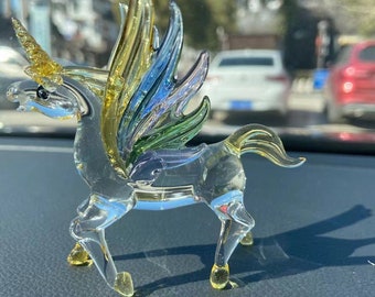 Glass Unicorn Figurines, Glass Unicorn , Hand Blown Art Glass,glass Unicorn sculpture,glass figurine, glass animals, Home Decor