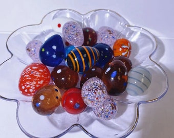 handmade glass eggs, easter eggs, hand blown stained glass eggs