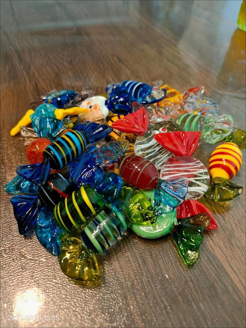 Handmade Glass Candies,Set of 6,12 or 24 Candies,handblown glass candies image 5