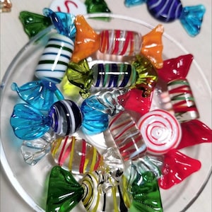 Handmade Glass Candies,Set of 6,12 or 24 Candies,handblown glass candies Random