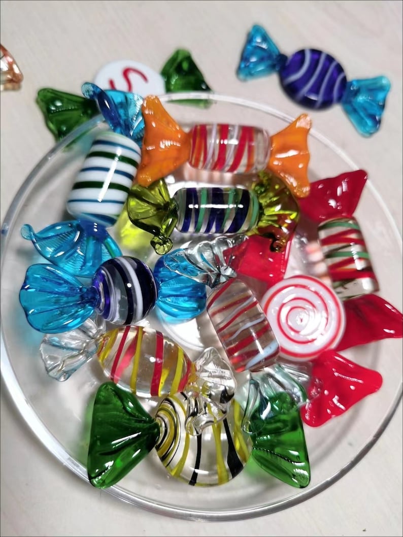 Handmade Glass Candies,Set of 6,12 or 24 Candies,handblown glass candies Random