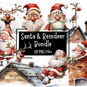 38 süße & lustige Weihnachten Nikolaus und Rentier PNG Bundle | Transparente Hintergründe | Druckbare lustige festliche Grafiken | Kommerzielle Nutzung