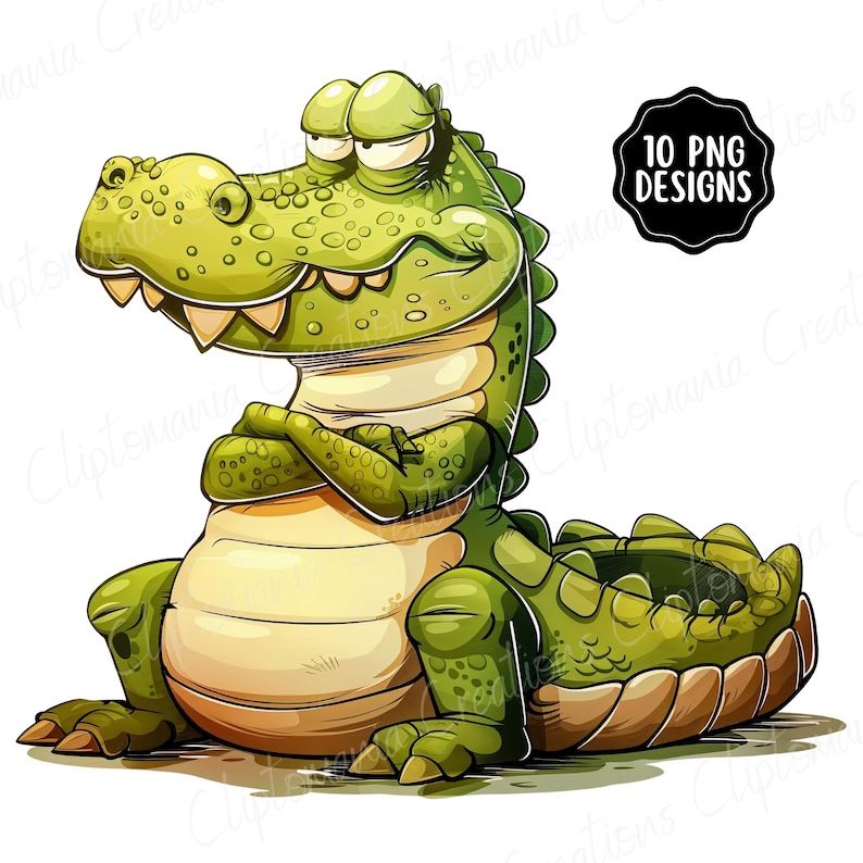 Funny Crocodile PNG Clipart Bundle | Cartoon Alligator Graphics | Quirky Cartoon Gator Clipart For Sublimation image 3