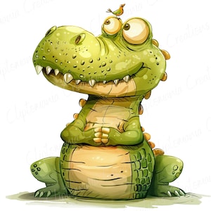 Funny Crocodile PNG Clipart Bundle | Cartoon Alligator Graphics | Quirky Cartoon Gator Clipart For Sublimation image 6