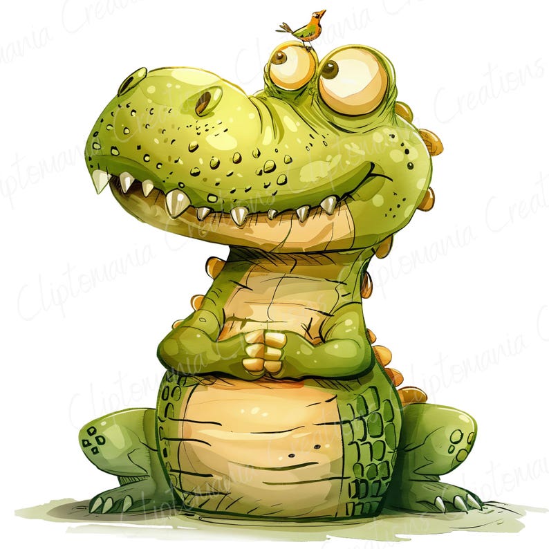 Funny Crocodile PNG Clipart Bundle | Cartoon Alligator Graphics | Quirky Cartoon Gator Clipart For Sublimation image 6
