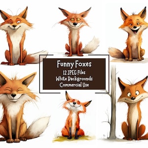 Lindo y divertido Red Fox JPEG Clipart Bundle / 12 imágenes de alta calidad 300DPI / Uso comercial / Descarga digital / Diario basura / Artesanía de papel