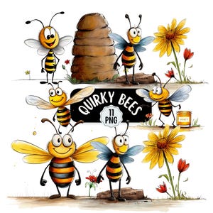 Schattige bij clipartbundel, eigenzinnige hommel clipart 11 png, grappige bijen clipart, transparante achtergronden, schattige honingbij, kaart maken ontwerp
