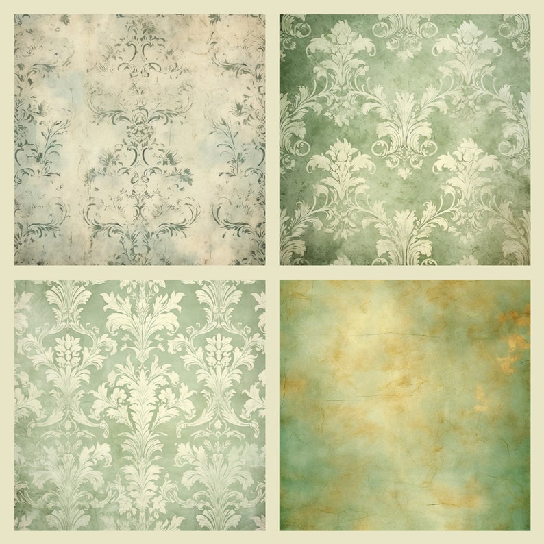 Distressed Sage Green Digital Paper Pack | 14 High Quality 300 DPI ...
