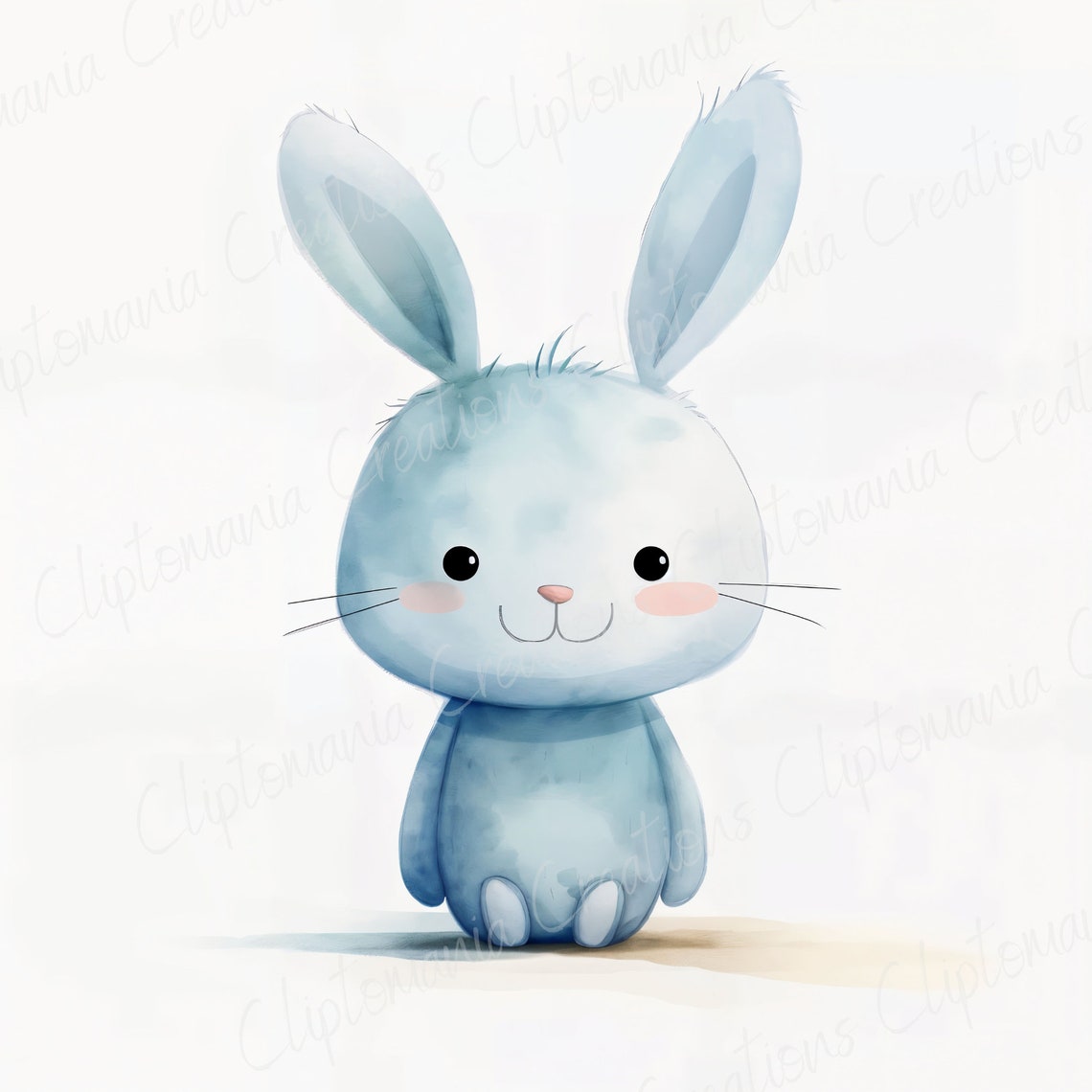 Cute Blue Bunny Clipart Bundle 12 JPEG Files | Nursery Clipart ...