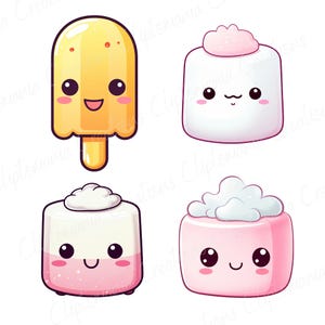 Söt Kawaii Dessert Clipart Bundle, Kawaii PNG, Digitala Klistermärken, Kawaii Mat, Kommersiell Licens, Digital Nedladdning bild 7
