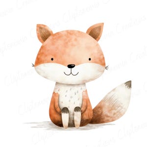 Cute Watercolour Fox Clipart Bundle 12 PNG, Transparent Backgrounds, Commercial Use, Woodland Animal, Children's Clipart, Nursery Decor image 8