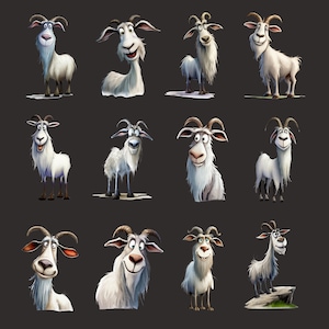 Funny Goat Clipart Bundle 12 PNG, Quirky Mountain Goat, Junk Journal, Digital Scrapbooking, Funny Animal Clipart, Quirky Animals image 10
