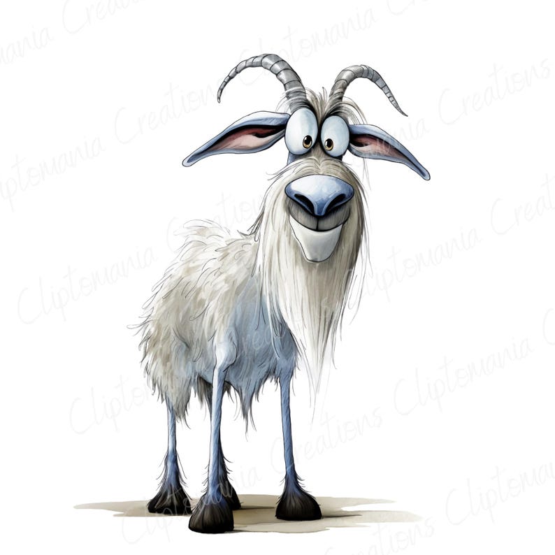 Funny Goat Clipart Bundle 12 PNG, Quirky Mountain Goat, Junk Journal, Digital Scrapbooking, Funny Animal Clipart, Quirky Animals image 4