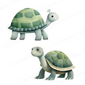 Cute Watercolour Turtle PNG Clipart Bundle, Cute Ocean Animals for Baby Shower, Nursery Prints & Digital Crafts, Cute Tortoise PNG image 4