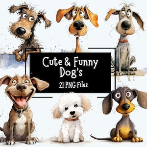 Paquete de imágenes prediseñadas PNG de perro gracioso y lindo: descarga digital, 21 imágenes de alta calidad de 300 DPI para manualidades con papel de diario basura, uso comercial