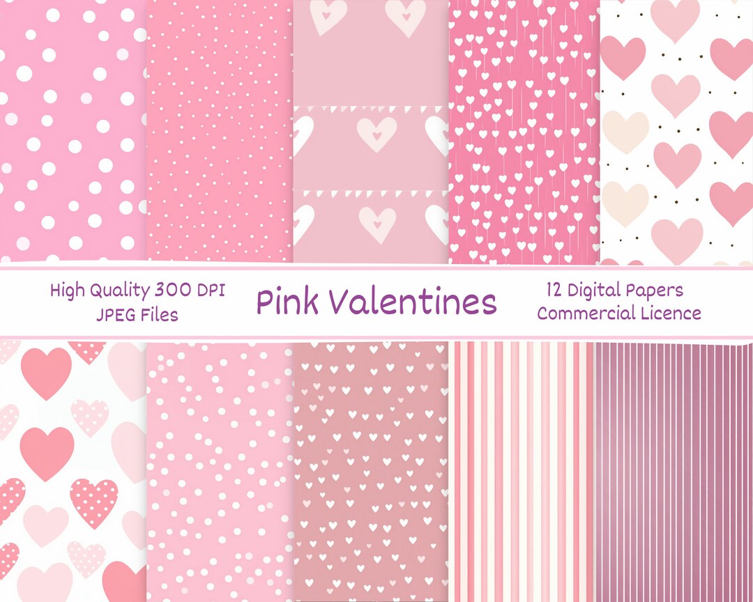 Vintage Pink Valentines Digital Paper | Scrapbook Paper Pack ...
